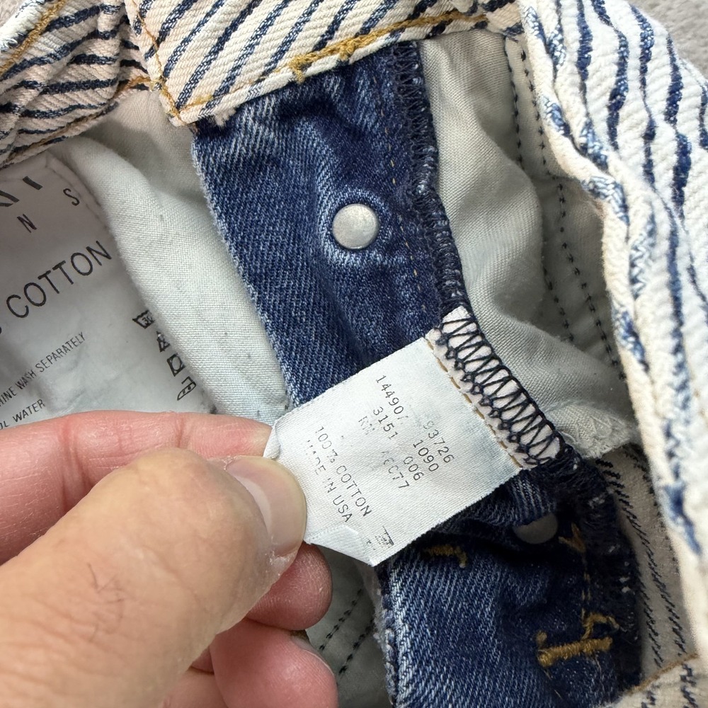 Vintage Esprit Mom Jeans Women 3/4 (24x29) Blue Railroad Striped Made in USA 80s - Picture 12 of 13